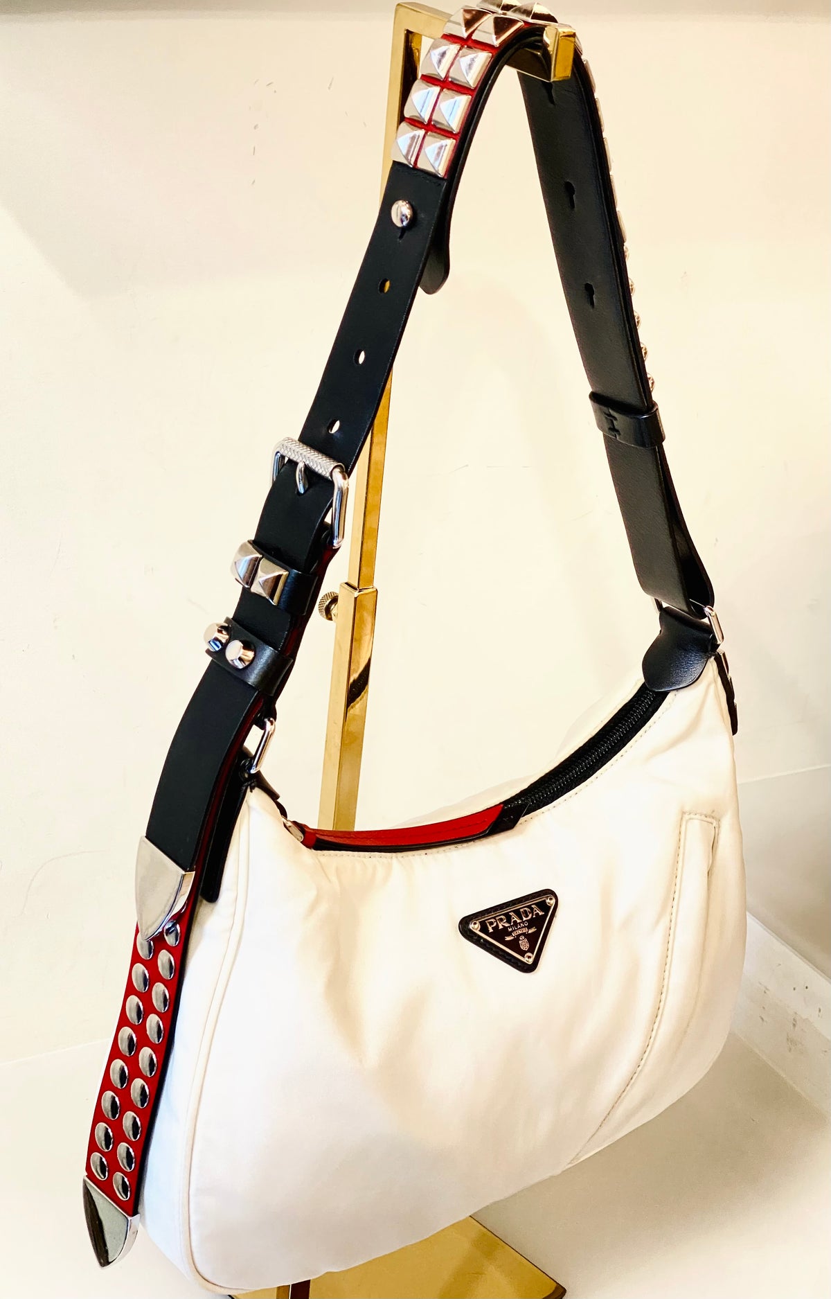 PRADA | Hobo Bag in Nylon with Studs