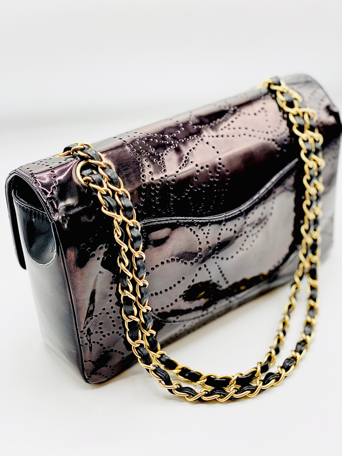 CHANEL | Timeless Camelia Black Pattent Leather