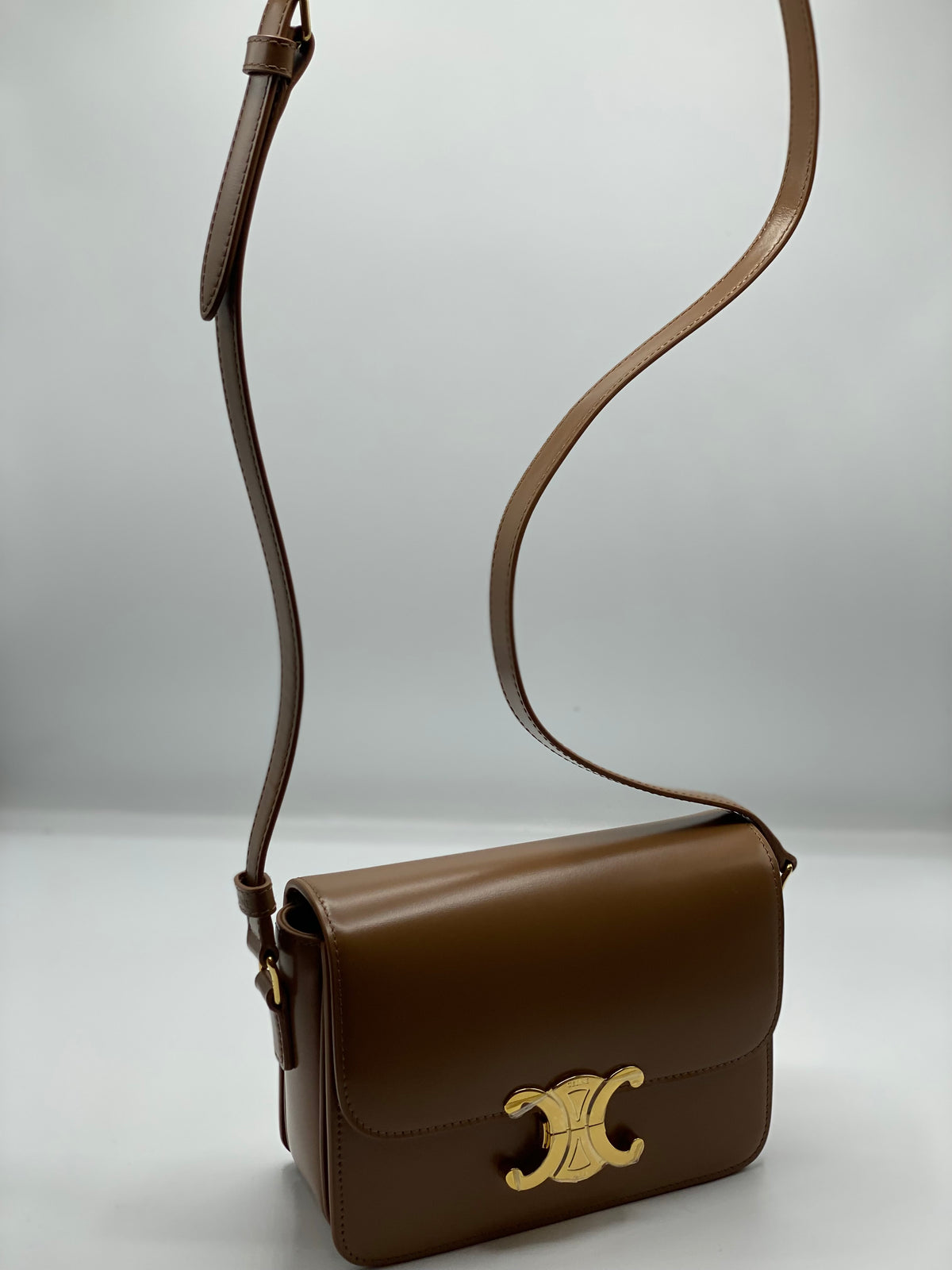 CELINE | Teen Triomphe Bag In Shiny Calfskin Bronze