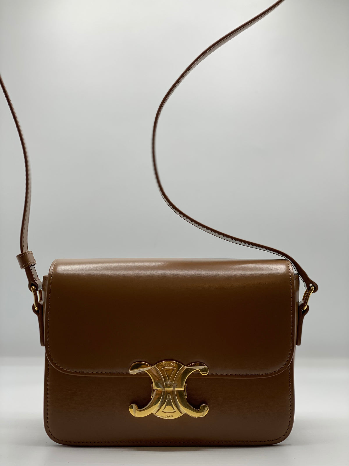 CELINE | Teen Triomphe Bag In Shiny Calfskin Bronze