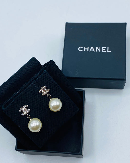 CHANEL | Coco Mark Pearl Drop Earrings