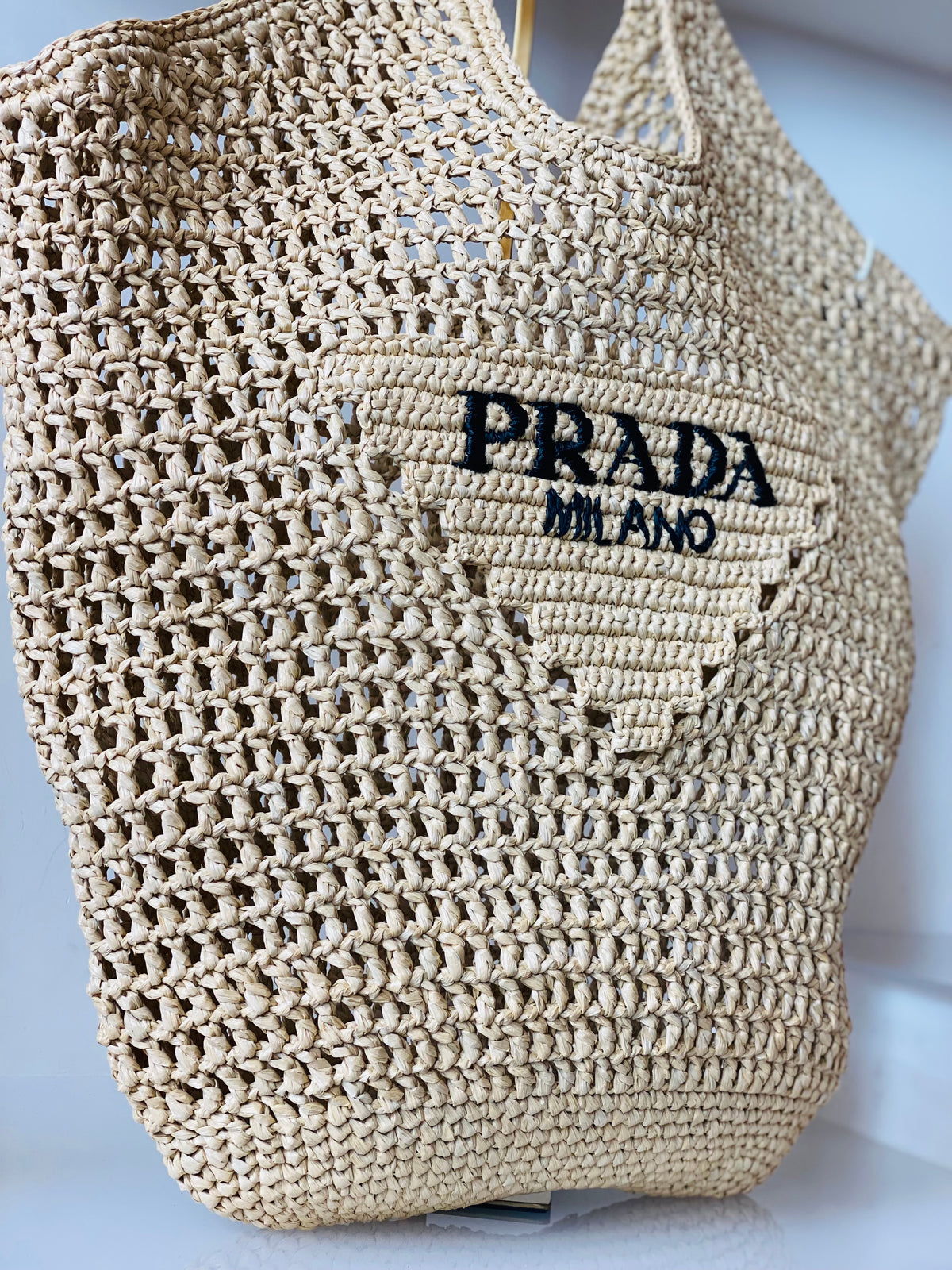 PRADA | Raffia Crochet Tote Bag