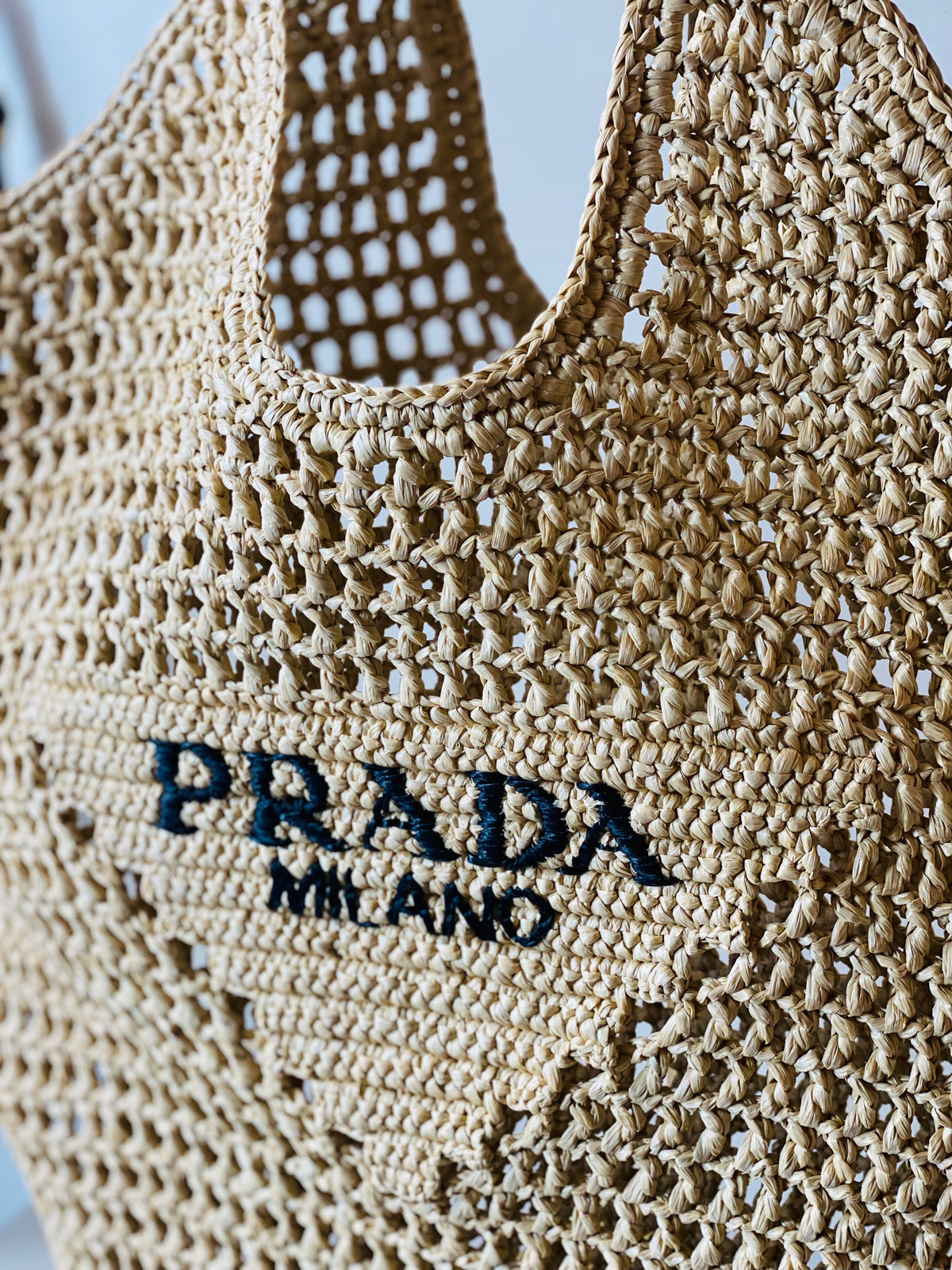 PRADA | Raffia Crochet Tote Bag