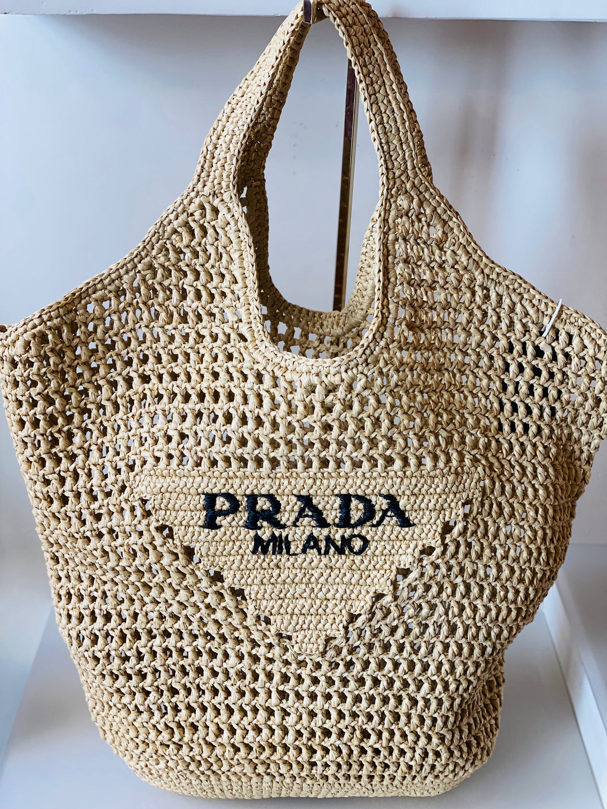 PRADA | Raffia Crochet Tote Bag