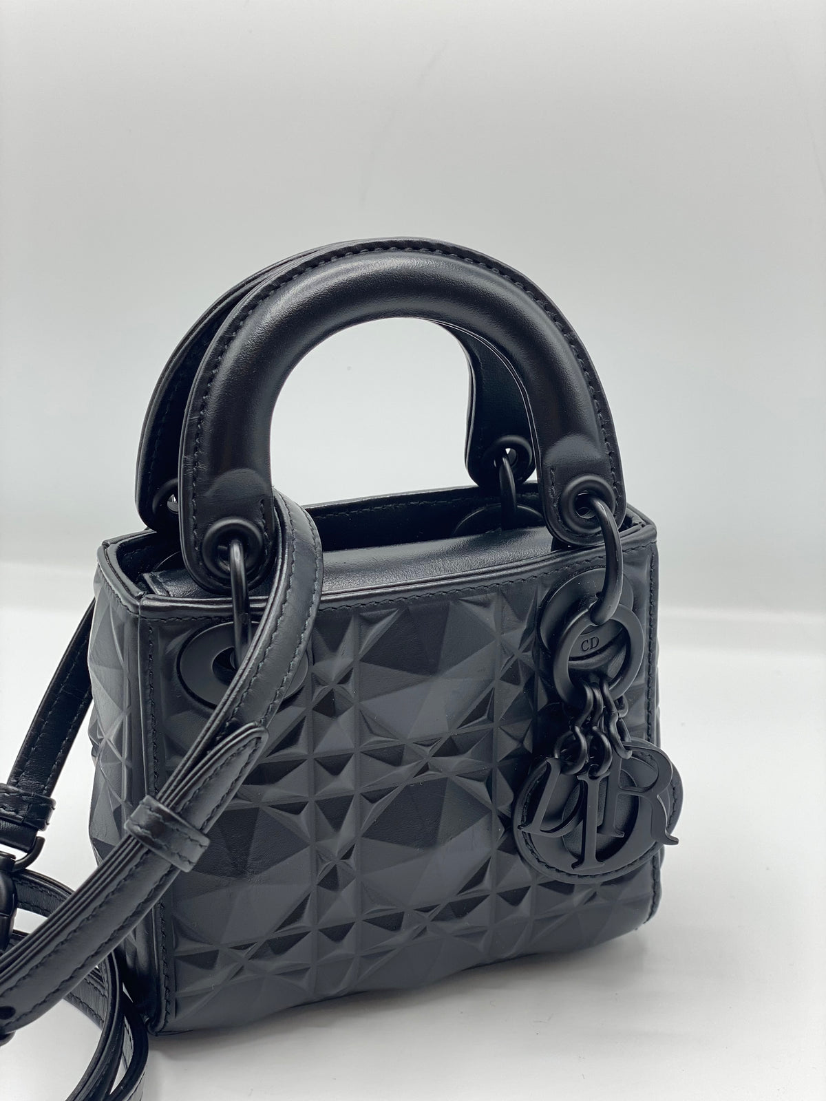 DIOR | Lady Dior Micro Black Cannage Calfskin with Diamond Pattern