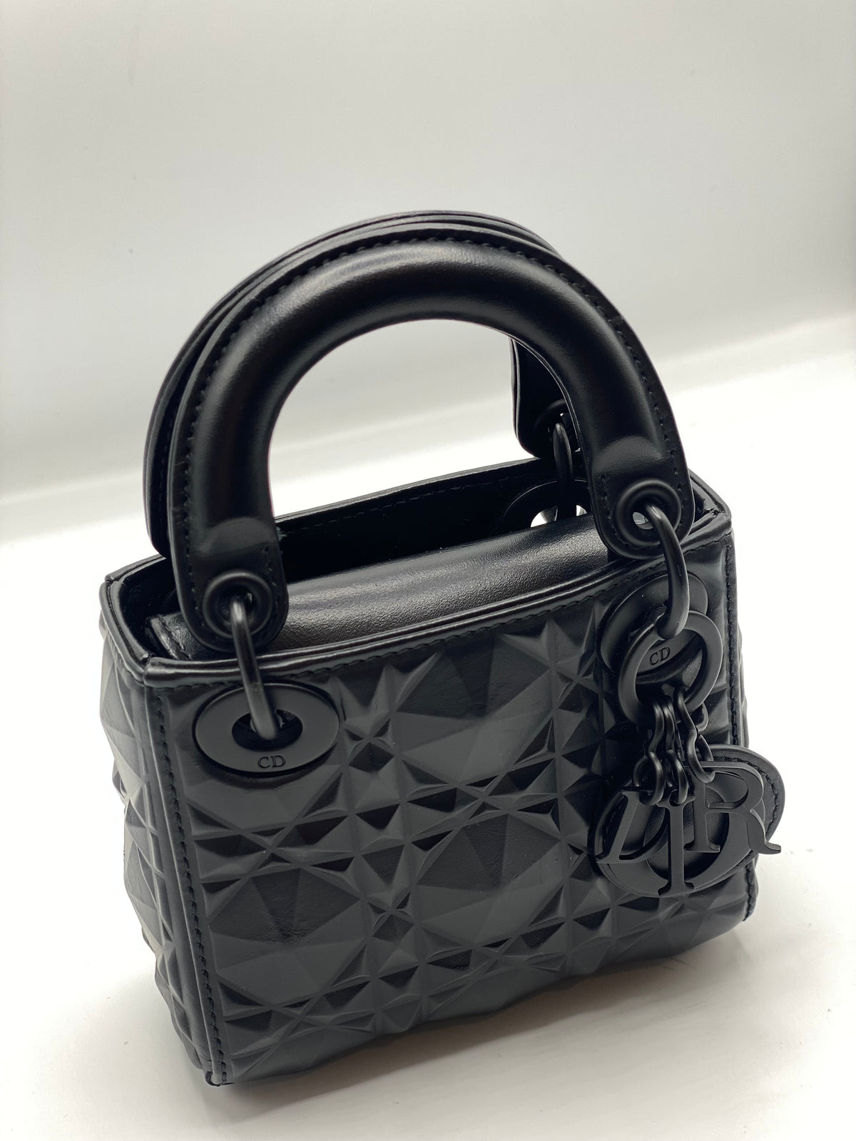 DIOR | Lady Dior Micro Black Cannage Calfskin with Diamond Pattern