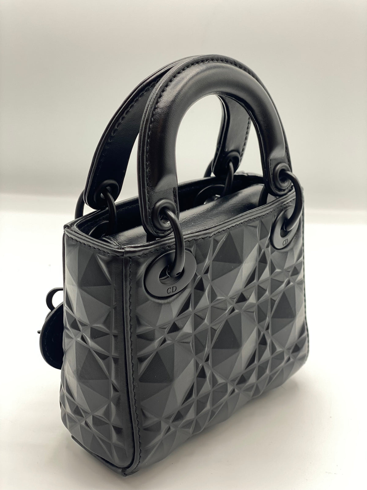 DIOR | Lady Dior Micro Black Cannage Calfskin with Diamond Pattern