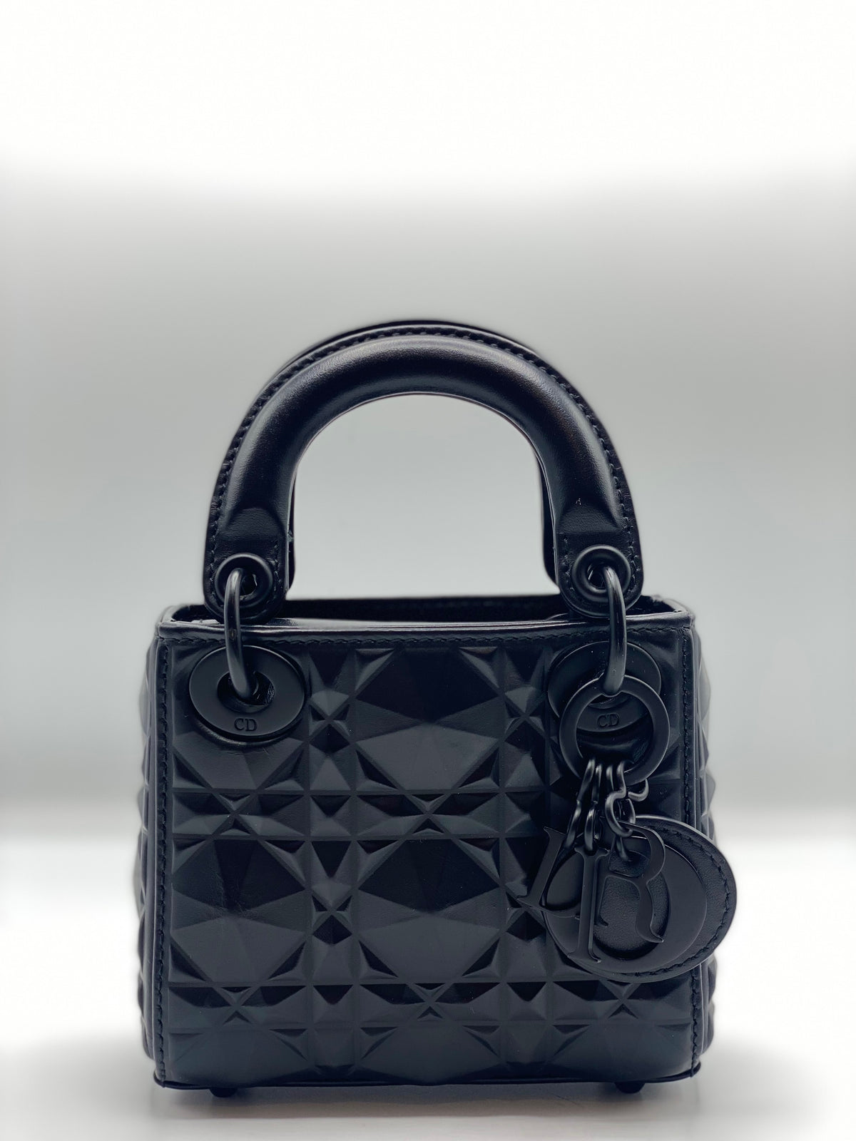 DIOR | Lady Dior Micro Black Cannage Calfskin with Diamond Pattern