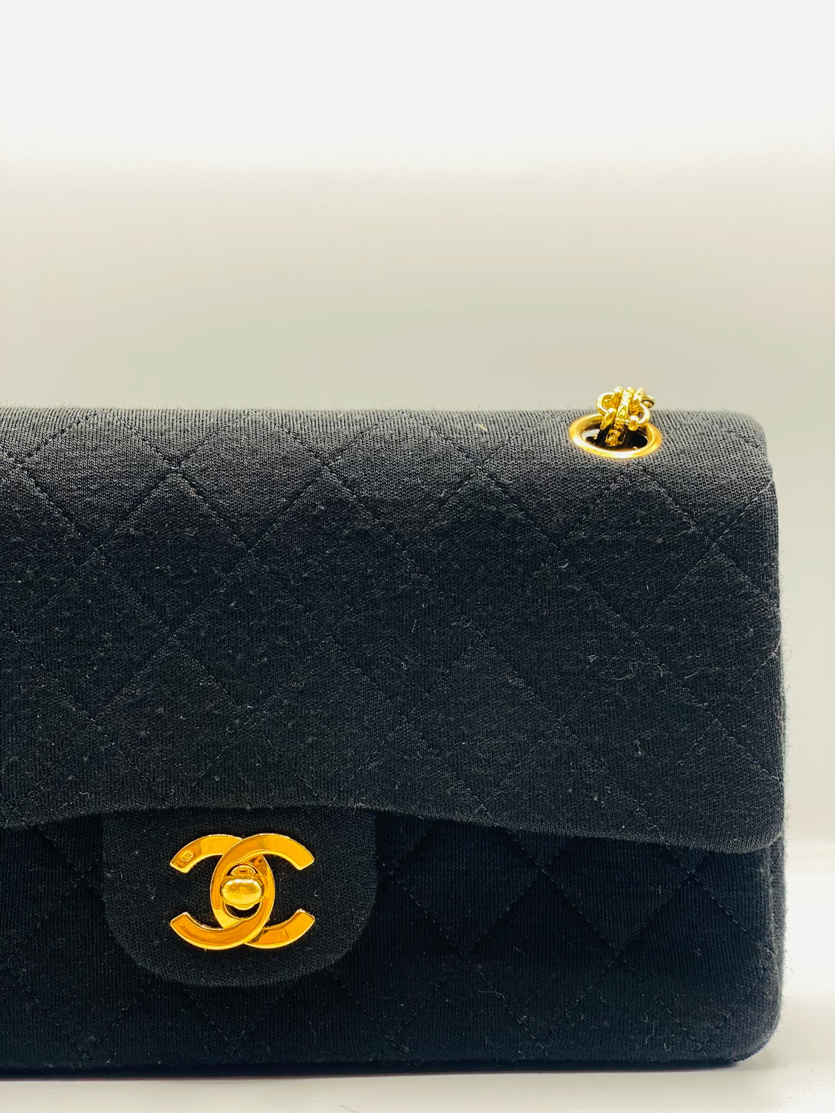 CHANEL |  Timeless Black Quilted Fabric 24k Gold Plated Hardware