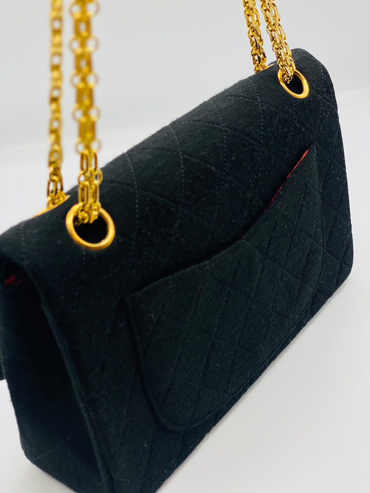 CHANEL |  Timeless Black Quilted Fabric 24k Gold Plated Hardware