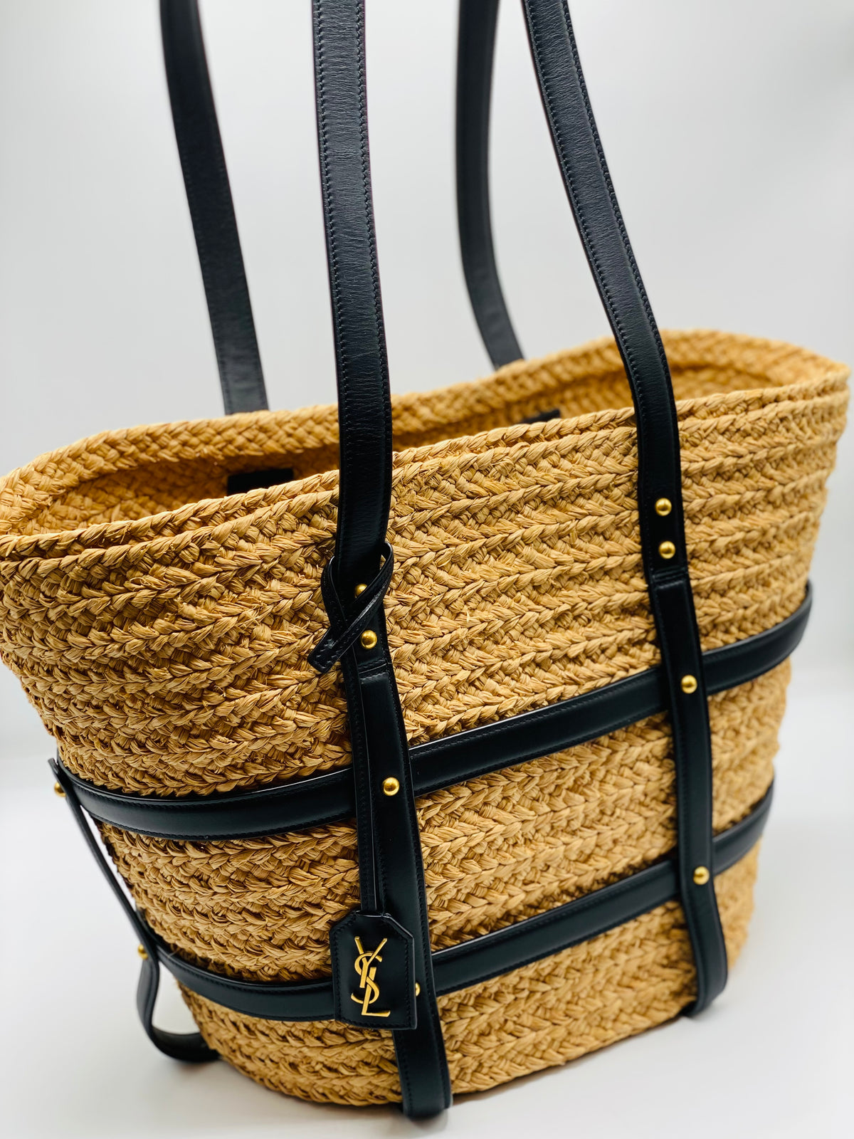 SAINT LAURENT | Panier Medium Raffia Tote Bag