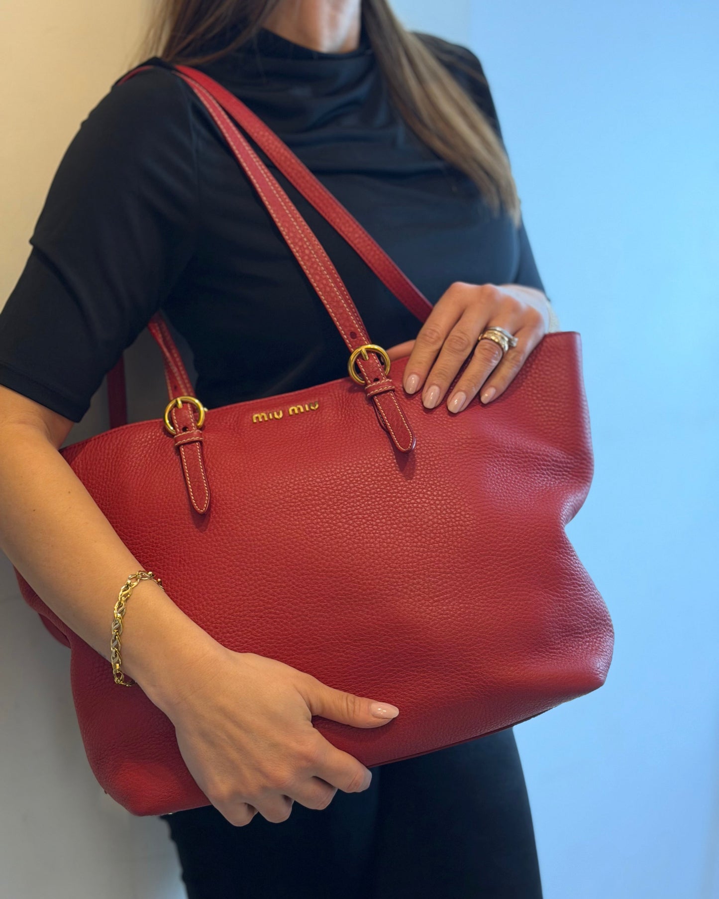 MIU MIU | Red Leather Vintage Shopper