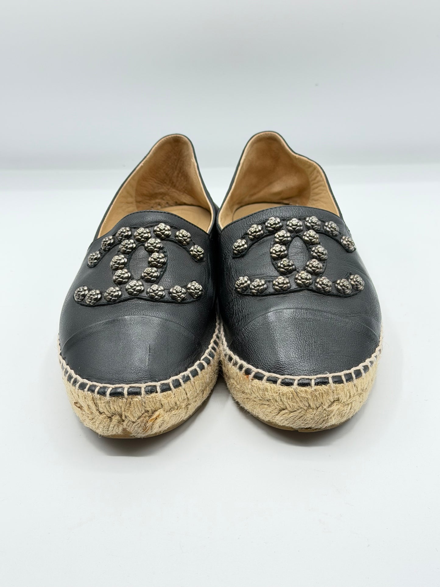 CHANEL | Black Espadrille Beaded CC Logo