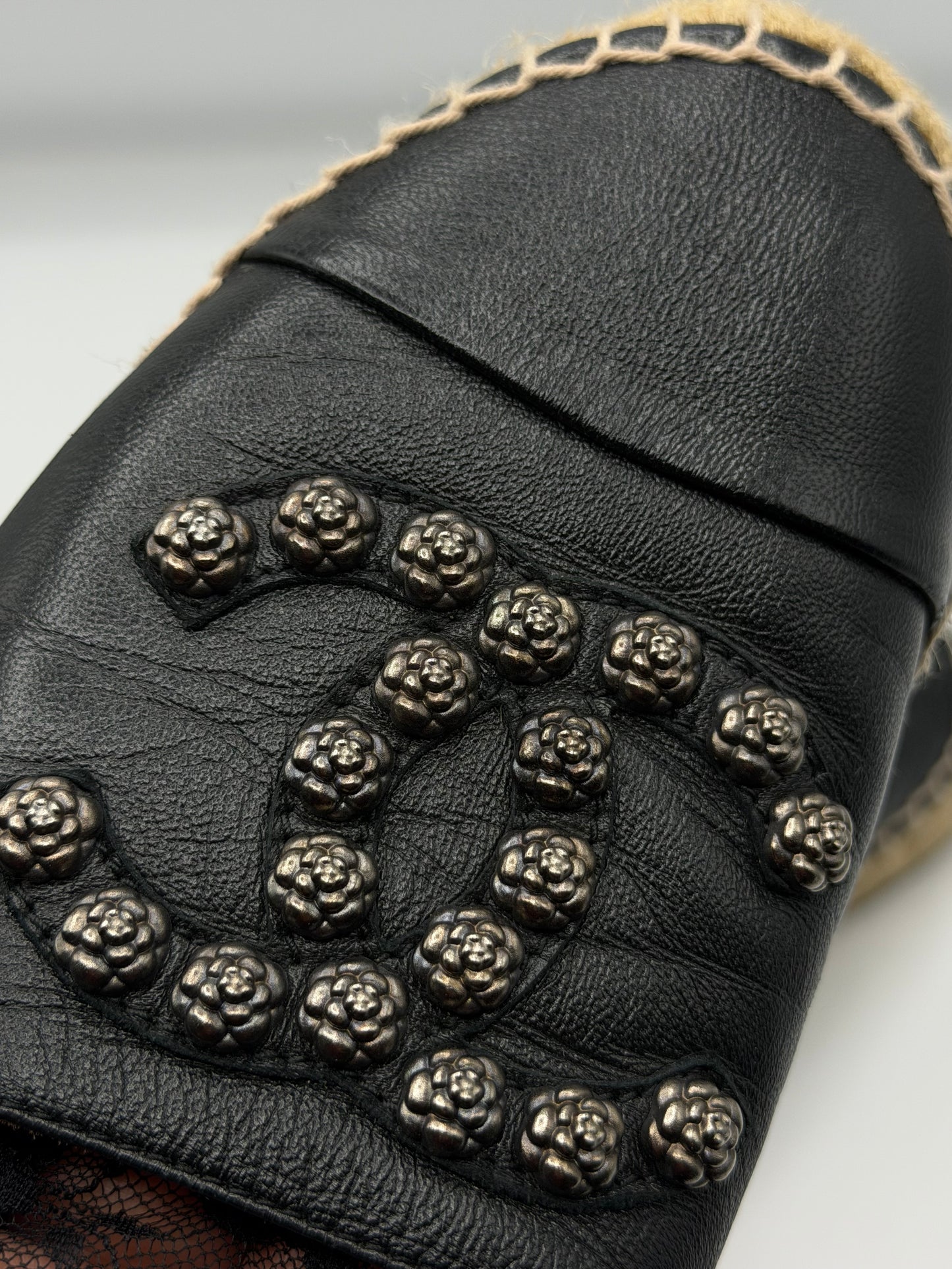 CHANEL | Black Espadrille Beaded CC Logo