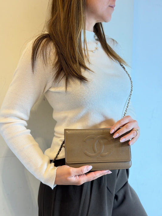 CHANEL | CC Wallet on Chain Khaki