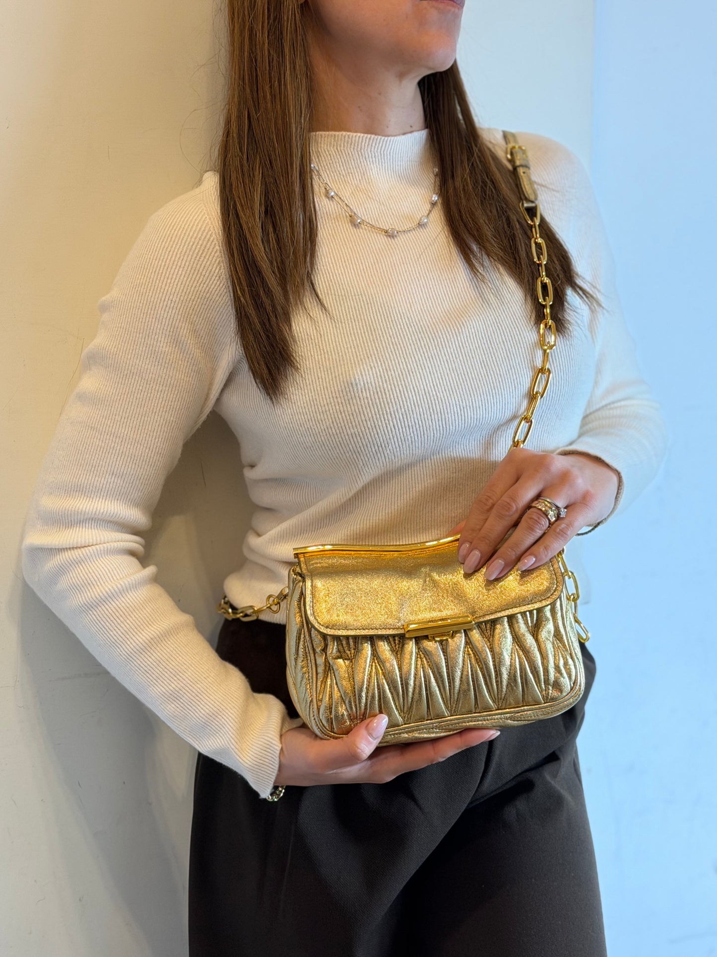 MIU MIU | Pochette Gold Matelassé