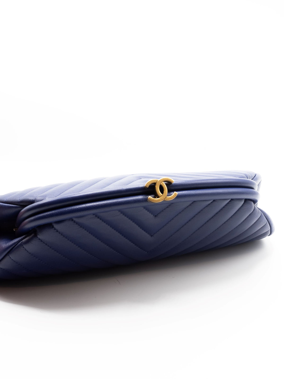 CHANEL | Lambskin Chevron Quilted Timeless Clutch Blue