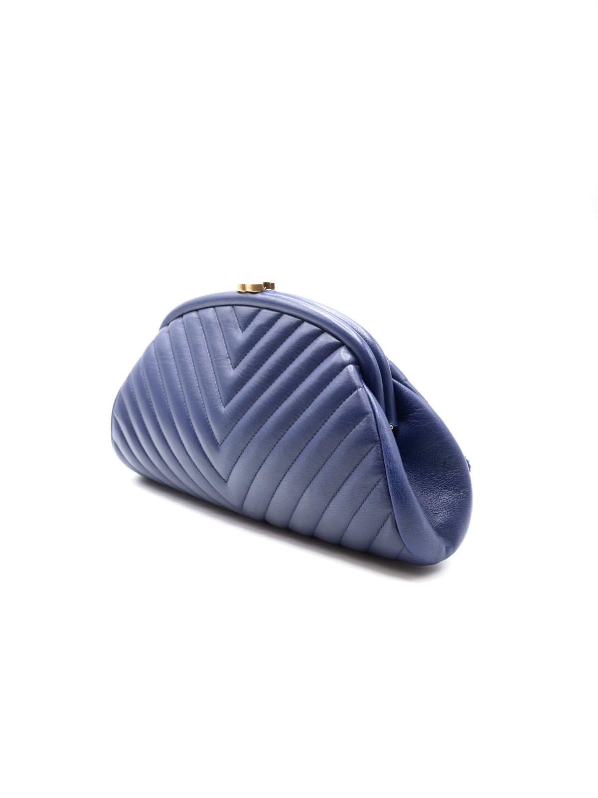 CHANEL | Lambskin Chevron Quilted Timeless Clutch Blue