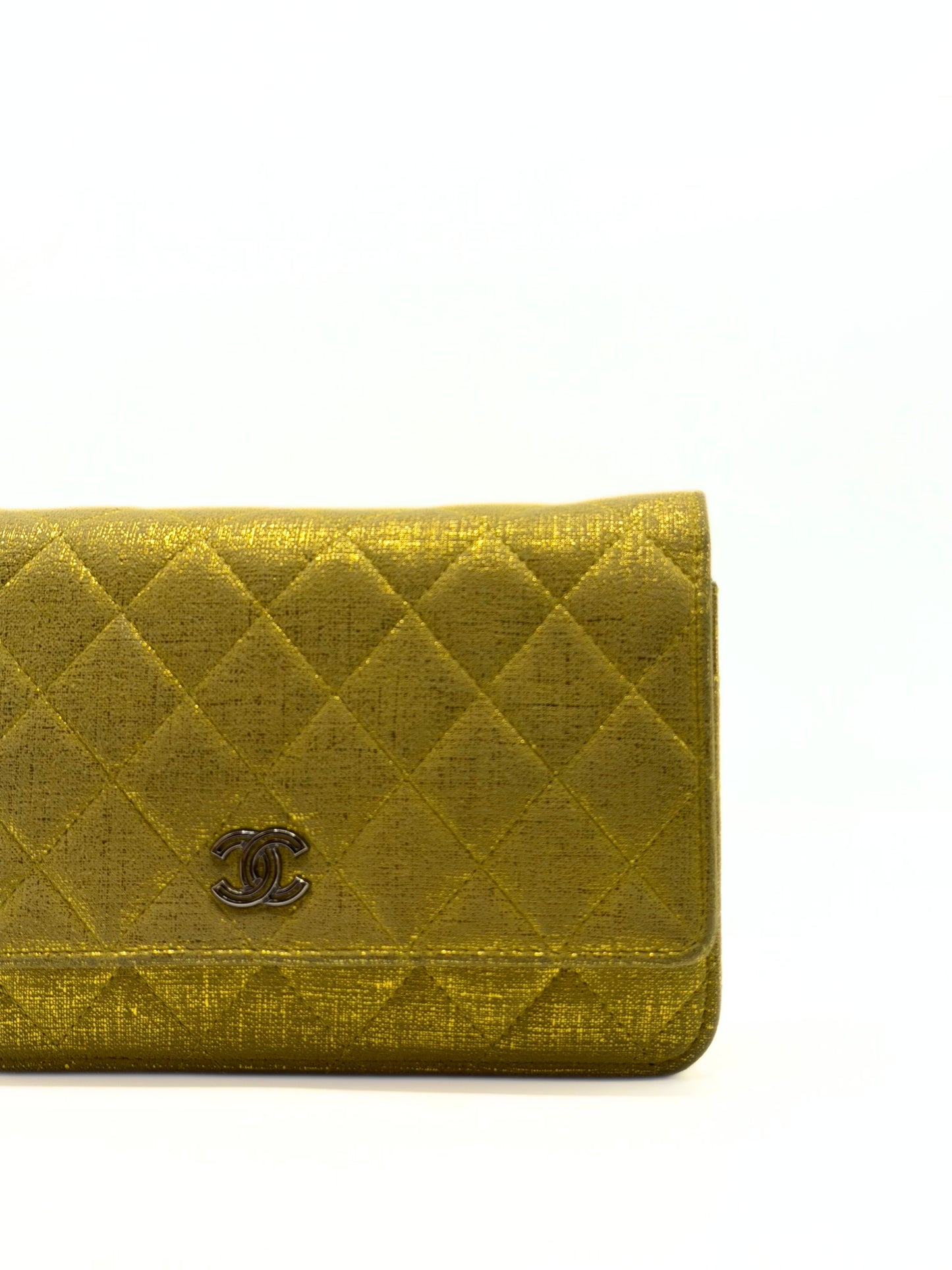 CHANEL | Wallet On Chain Metallic Gold Fabric