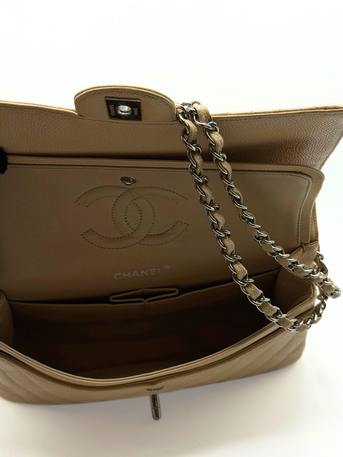 CHANEL | Timeless Double Flap Light Beige Caviar