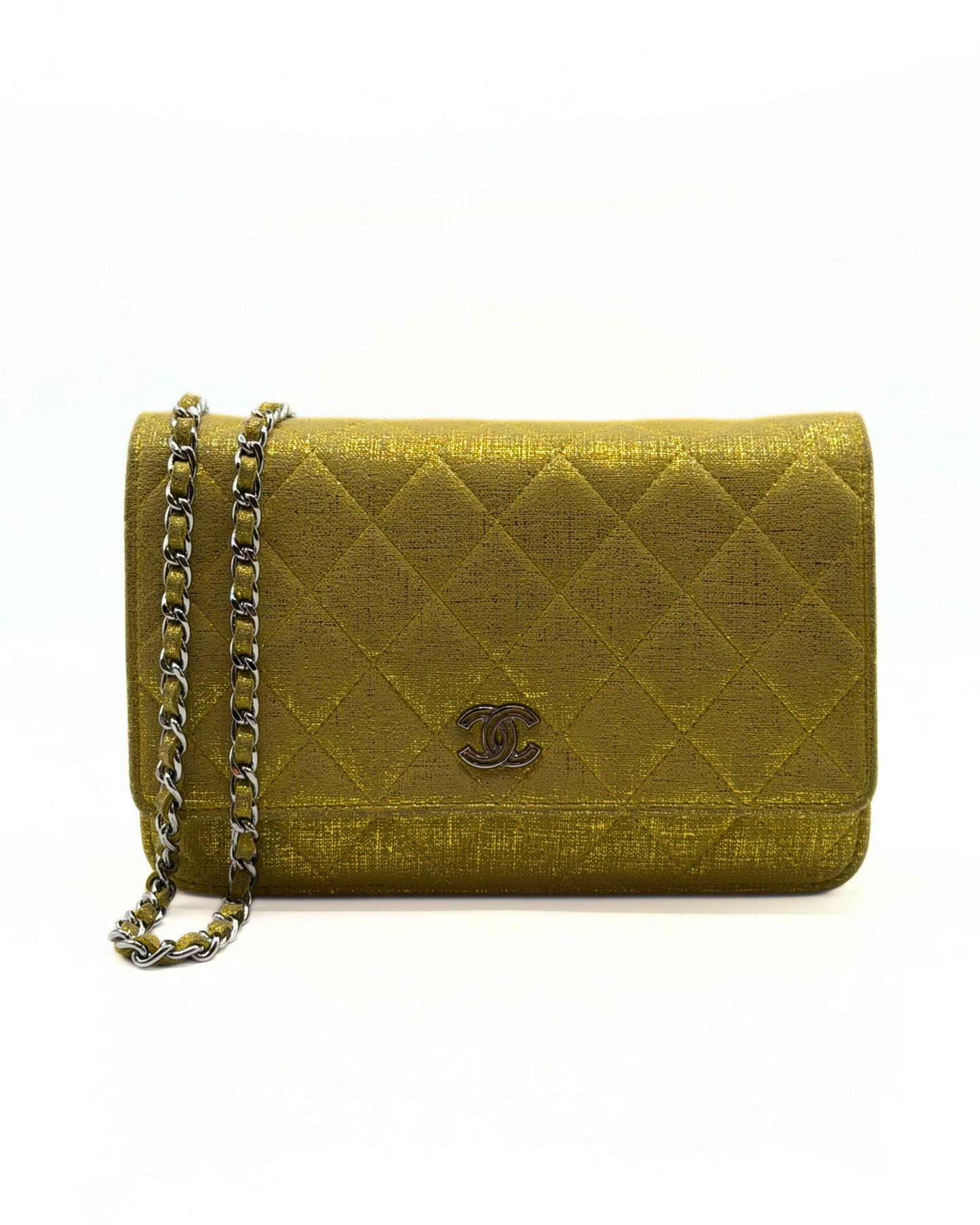CHANEL | Wallet On Chain Metallic Gold Fabric