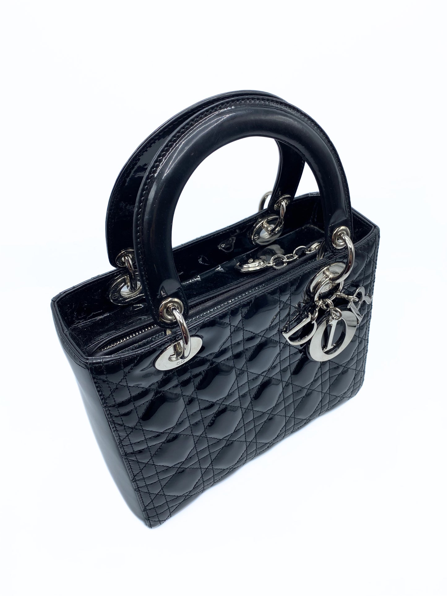 DIOR | Lady Dior Medium Black Pattent Leather