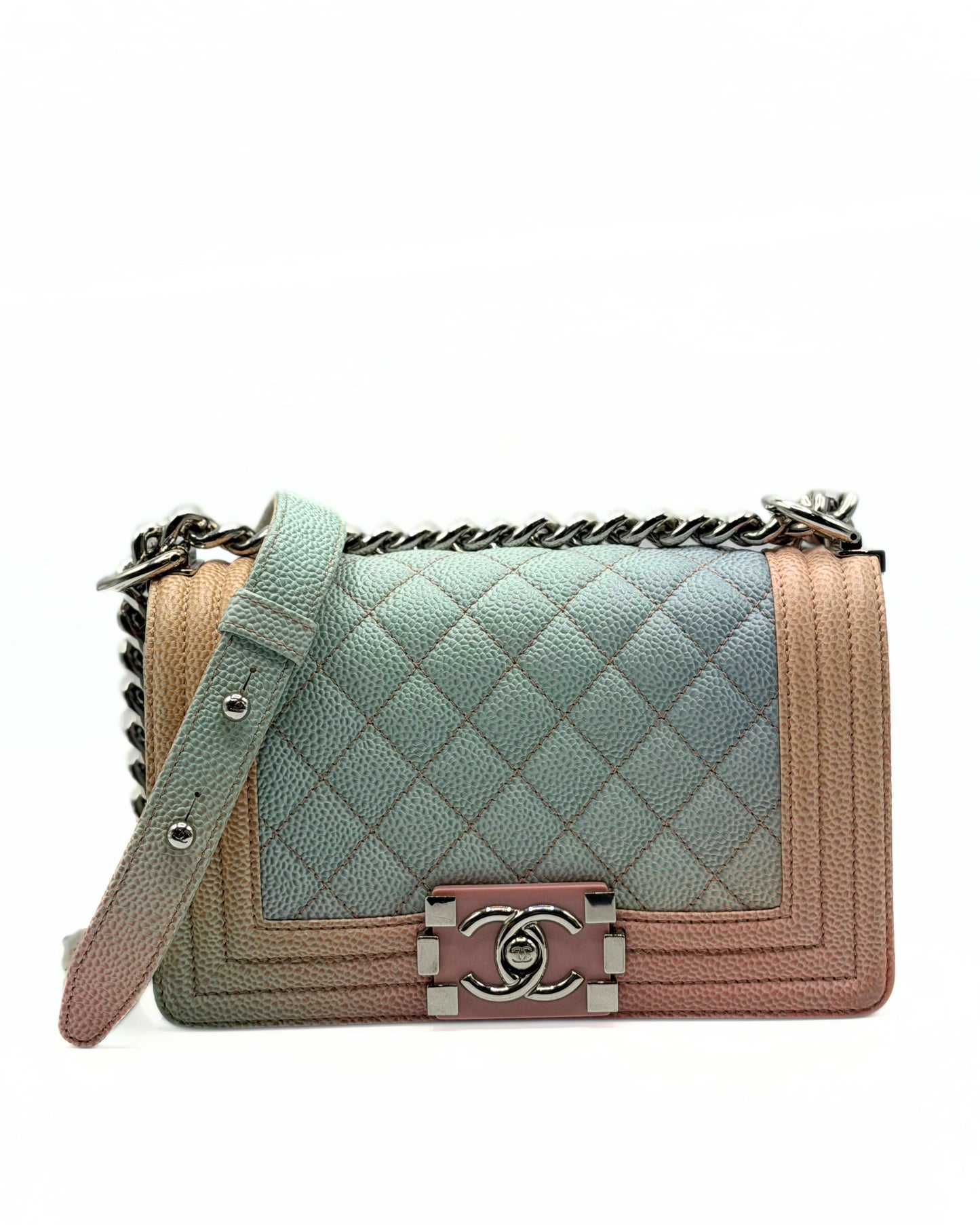 CHANEL | Small Boy Rainbow Flap Bag Caviar Silver Hardware