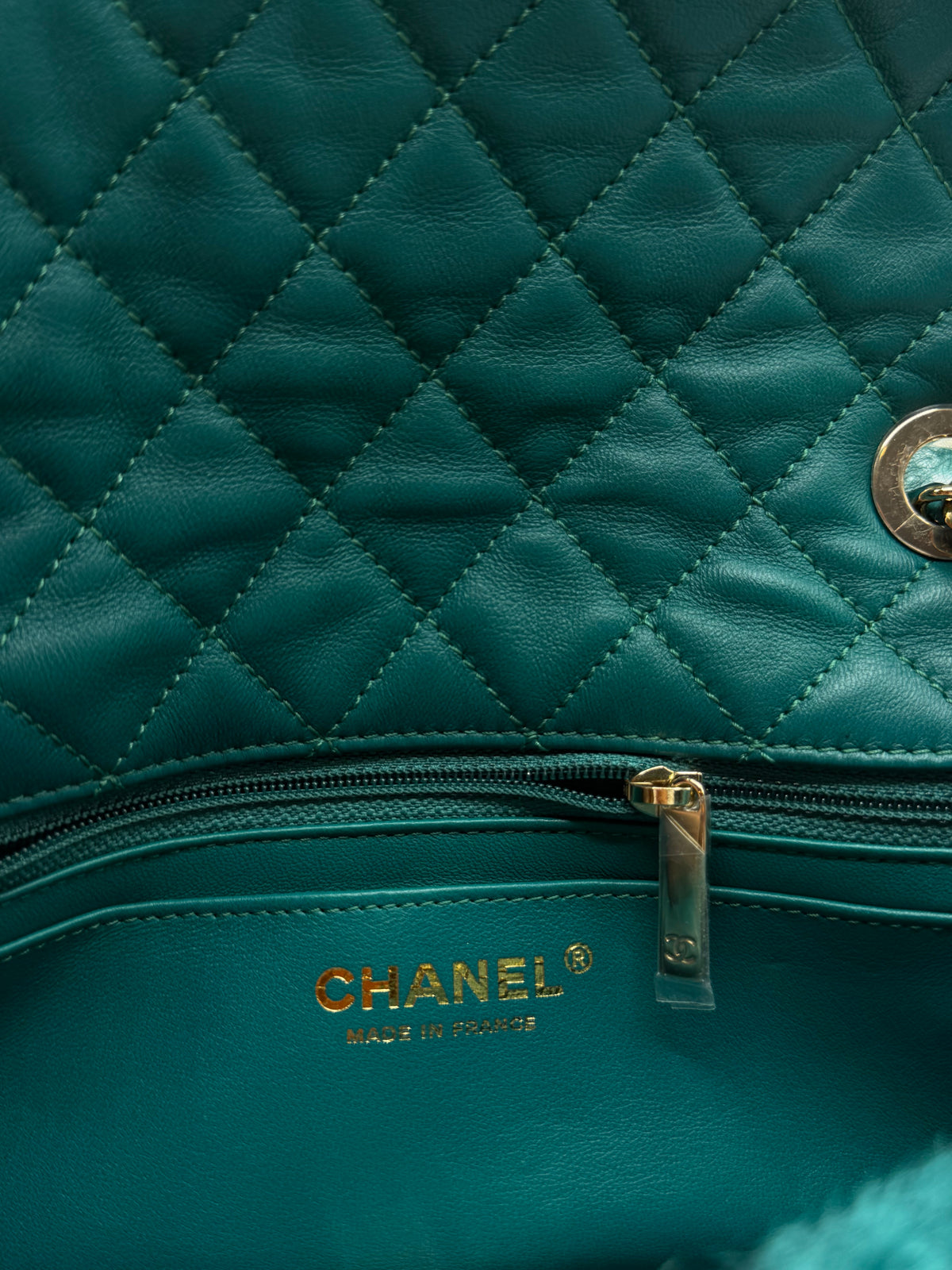 CHANEL | CHANEL SINGLE FLAP GREEN SHEARLING