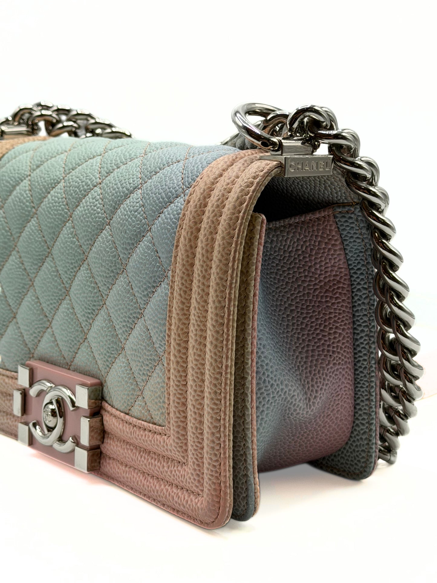 CHANEL | Small Boy Rainbow Flap Bag Caviar Silver Hardware