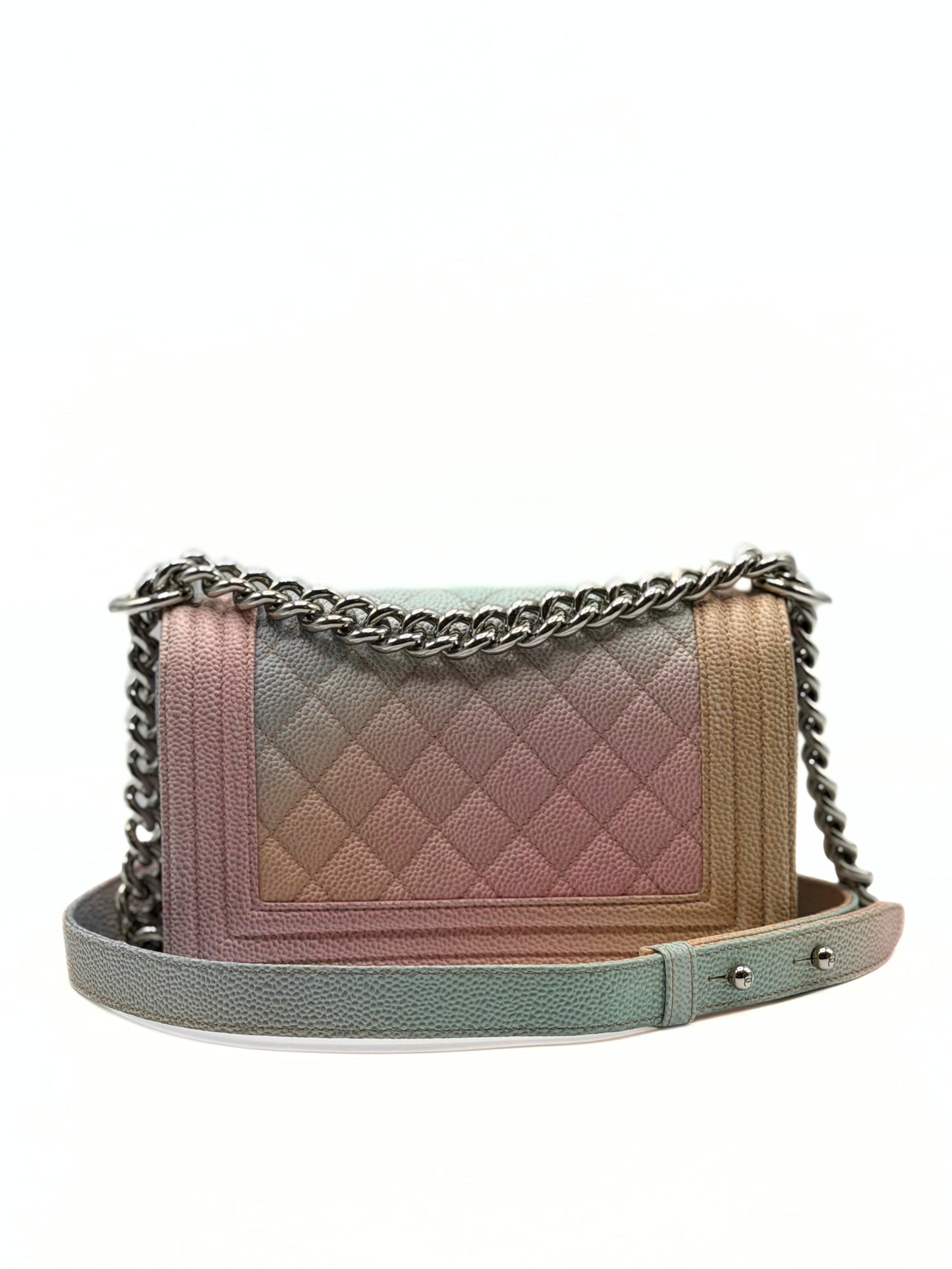 CHANEL | Small Boy Rainbow Flap Bag Caviar Silver Hardware