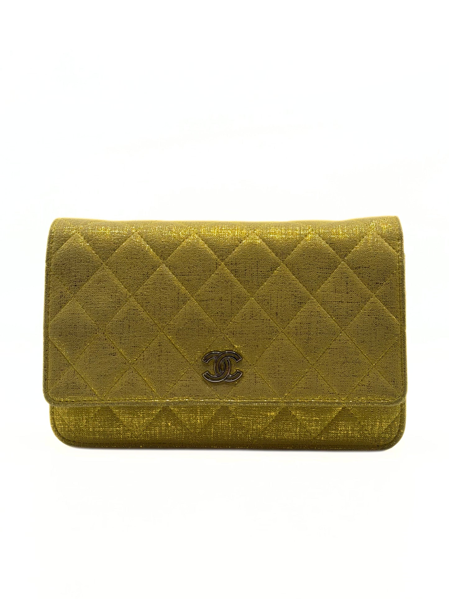 CHANEL | Wallet On Chain Metallic Gold Fabric