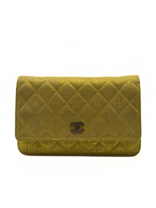 CHANEL | Wallet On Chain Metallic Gold Fabric