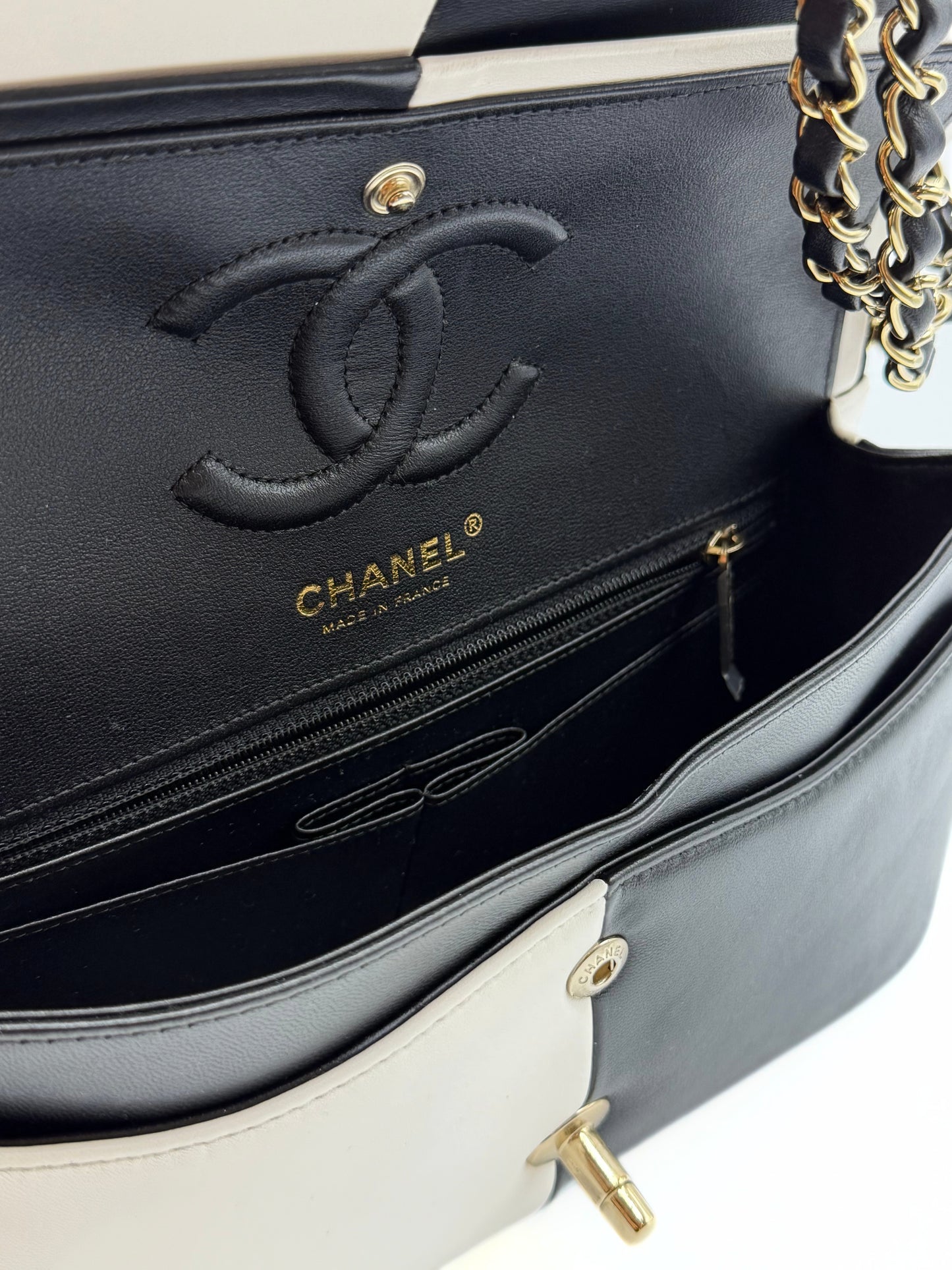 CHANEL | Medium Classic Bicolor Geometric Colorblock Double Flap Bag