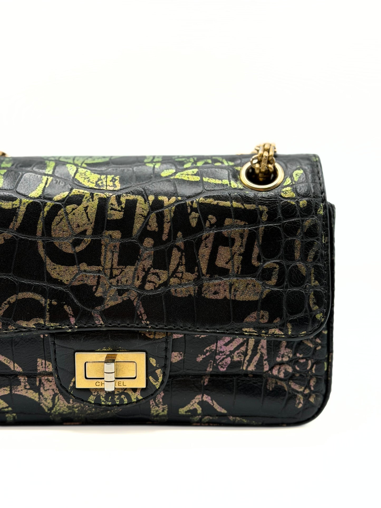 CHANEL | Graffiti Crocodile-Embossed Reissue 2.55 Mini Flap Bag