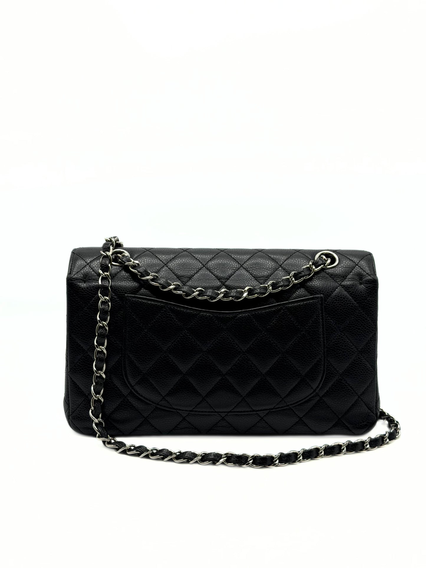 CHANEL | Medium Classic Double Flap Bag Black Caviar & Silver Hardware