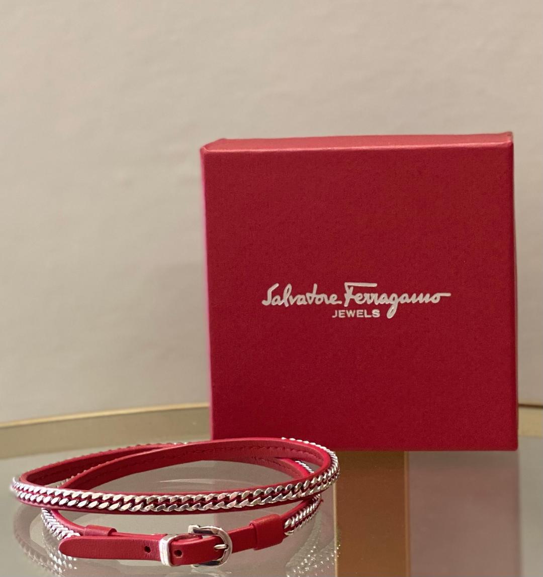 Salvatore Ferragamo Chain Wrap Red Bracelet